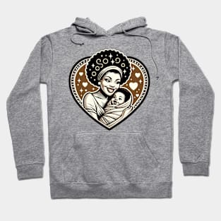 African mother. Vintage motherhood heart t-shirt, Retro Mom and baby love graphic tee, Unique mother's day gift Hoodie